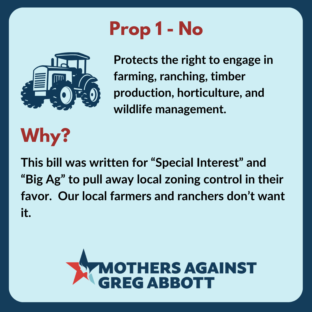 Mothers Against Greg Abbott Voter Guide: Prop 1