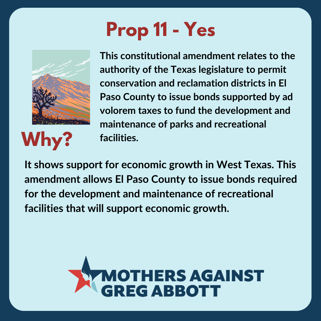 Mothers Against Greg Abbott Voter Guide: Prop 11