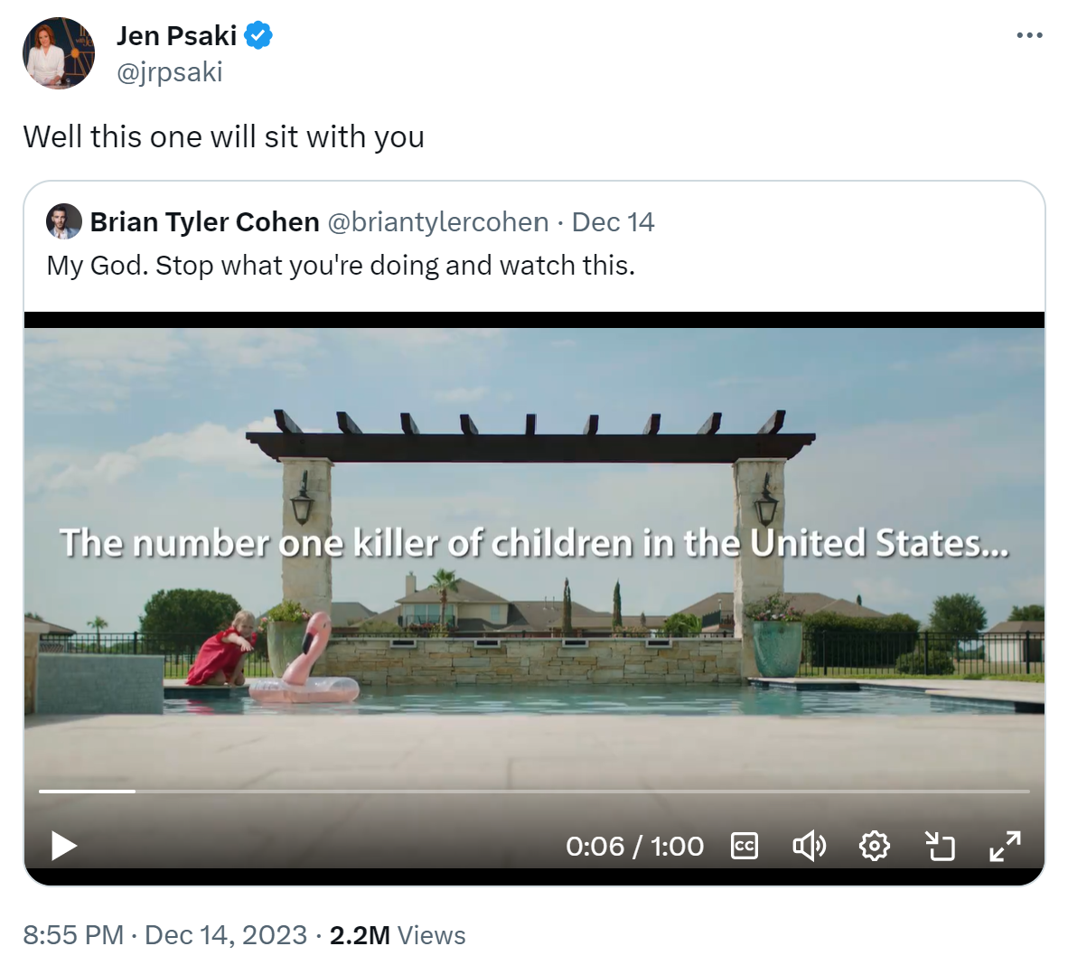 Jen Psaki sharing Thoughts and Prayers video