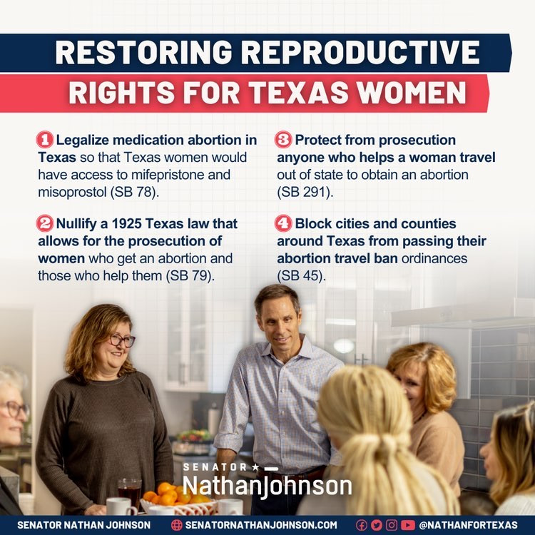 Re-elect pro-choice champion Nathan Johnson to the TX State Senate