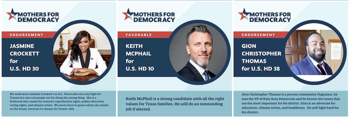 2024 Mothers for Democracy Endorsements for U.S. Congress