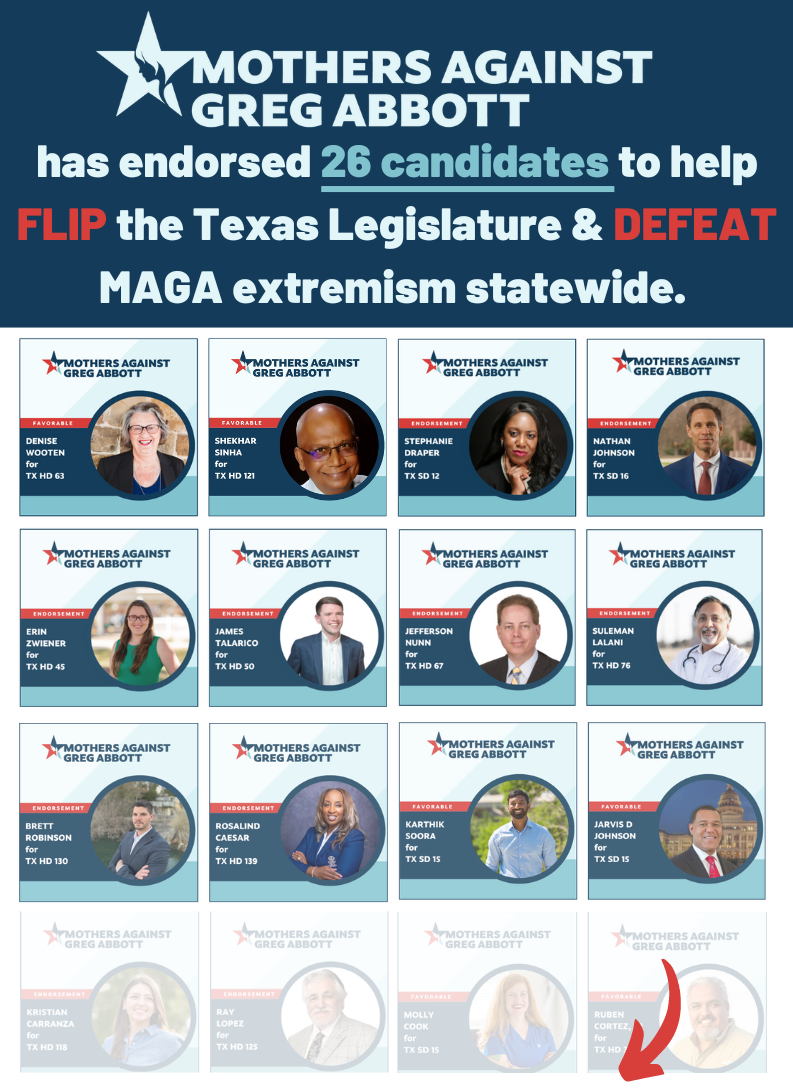 Mothers Against Greg Abbott 2024 primary election: endorsed candidates