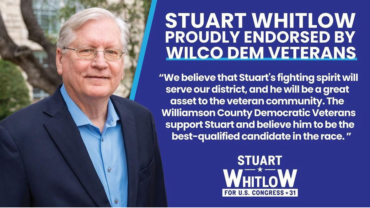 Wilco Democratic Veterans endorse Stuart Whitlow for Congress